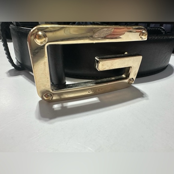 GUCCI authentic vintage G signature buckle black leather belt *authenticated* - Picture 3 of 17